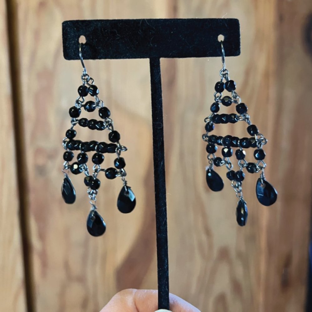 3 for $20 Sale: WHBM Black Beaded Chandelier Earrings
